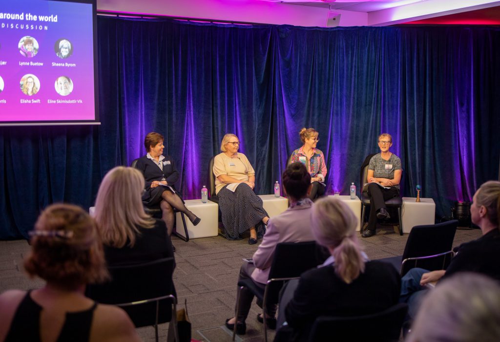 Lynne Buetow, Marcia Morris, Elisha Swift, and Sue Hampton in a panel discussion.